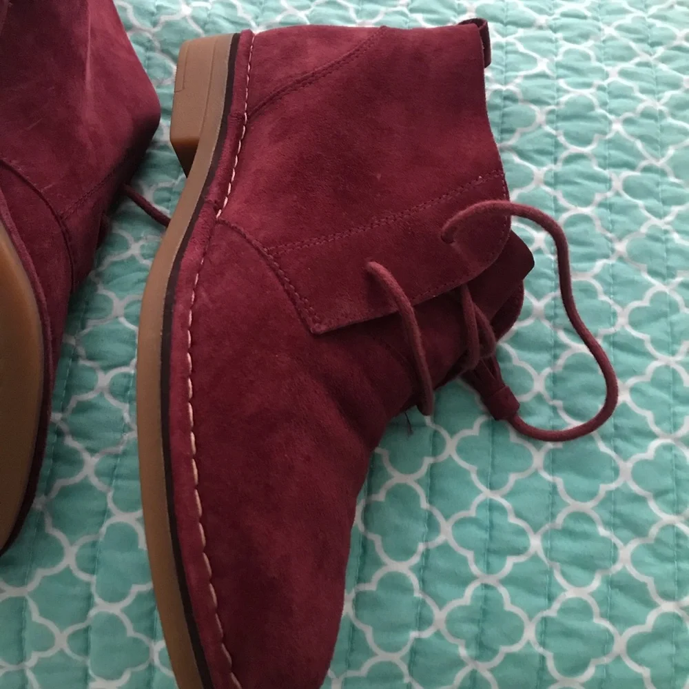 Hush Puppies Burgundy Suede Ankle Boots